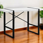 23.75inches x 49inches x 30inches White Black Particle Board Hollow Core Metal  Computer Desk