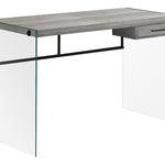 23.75inches x 48inches x 30inches Grey Black Clear Particle Board Glass Metal Tempered Gl  Computer Desk