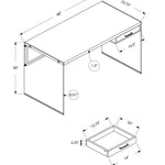 23.75inches x 48inches x 30inches Grey Black Clear Particle Board Glass Metal Tempered Gl  Computer Desk