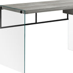 23.75inches x 48inches x 30inches Grey Black Clear Particle Board Glass Metal Tempered Gl  Computer Desk