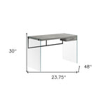 23.75inches x 48inches x 30inches Grey Black Clear Particle Board Glass Metal Tempered Gl  Computer Desk
