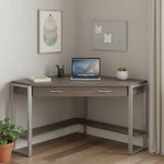 42inches x 42inches x 30inches Dark Taupe  Silver  Particle Board  Hollow Core  Metal   Computer Desk