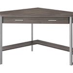 42inches x 42inches x 30inches Dark Taupe  Silver  Particle Board  Hollow Core  Metal   Computer Desk