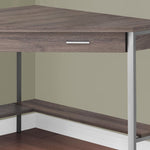 42inches x 42inches x 30inches Dark Taupe  Silver  Particle Board  Hollow Core  Metal   Computer Desk