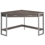 42inches x 42inches x 30inches Dark Taupe  Silver  Particle Board  Hollow Core  Metal   Computer Desk