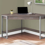 42inches x 42inches x 30inches Dark Taupe  Silver  Particle Board  Hollow Core  Metal   Computer Desk
