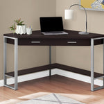 42inches x 42inches x 30inches Dark Taupe  Silver  Particle Board  Hollow Core  Metal   Computer Desk