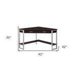 42inches x 42inches x 30inches Dark Taupe  Silver  Particle Board  Hollow Core  Metal   Computer Desk