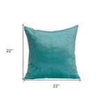 22inches x 7inches x 22inches Transitional Aqua Solid Pillow Cover With Poly Insert