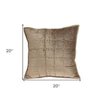 20inches x 7inches x 20inches Transitional Taupe Solid Quilted Pillow Cover With Poly Insert