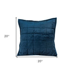 20inches x 7inches x 20inches Transitional Navy Blue Quilted Pillow Cover With Poly Insert