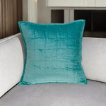 20inches x 7inches x 20inches Transitional Aqua Solid Quilted Pillow Cover With Poly Insert