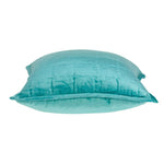20inches x 7inches x 20inches Transitional Aqua Solid Quilted Pillow Cover With Poly Insert