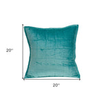 20inches x 7inches x 20inches Transitional Aqua Solid Quilted Pillow Cover With Poly Insert