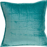 20inches x 7inches x 20inches Transitional Aqua Solid Quilted Pillow Cover With Poly Insert