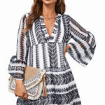 Leopard Print V neck Ruffle Swing Mini Dress