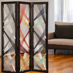 61 x 1.5 x 72 Multicolor Fabric And Wood Traverse  Screen