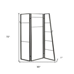 Contemporary Metal Coatrack Three Panel Room Divider Screen