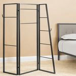 Contemporary Metal Coatrack Three Panel Room Divider Screen