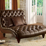 52inches X 70inches X 45inches 2Tone Brown PU Upholstery Wood Chaise w3Pillows