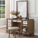 19inches X 19inches X 18inches Champagne Faux Leather Vanity Stool