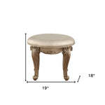 19inches X 19inches X 18inches Champagne Faux Leather Vanity Stool