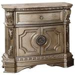 18inches X 30inches X 29inches Antique Champagne Wood Poly Resin Nightstand wMarble Top