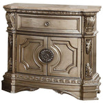 18inches X 30inches X 29inches Antique Champagne Wood Poly Resin Nightstand wMarble Top