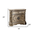 18inches X 30inches X 29inches Antique Champagne Wood Poly Resin Nightstand wMarble Top