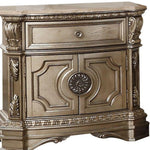 18inches X 30inches X 29inches Antique Champagne Wood Poly Resin Nightstand wMarble Top