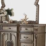 18inches X 68inches X 42inches Antique Champagne Wood Poly Resin Dresser wWooden Top