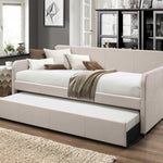 43inches X 82inches X 37inches Fabric Upholstered (Bed) Wood Leg Daybed  Trundle (Twin Size)