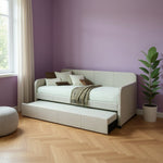 43inches X 82inches X 37inches Fabric Upholstered (Bed) Wood Leg Daybed  Trundle (Twin Size)