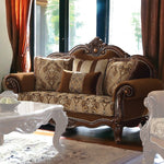 37inches X 69inches X 46inches Fabric Cherry Oak Upholstery Wood LegTrim Loveseat w4 Pillows