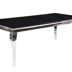 40inches X 80inches X 30inches Stainless Steel Black Glass  Dining Table