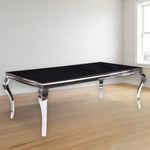 40inches X 80inches X 30inches Stainless Steel Black Glass  Dining Table