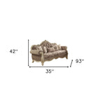 35inches X 93inches X 42inches Fabric Vintage Oak Upholstery Poly Resin Sofa w5 Pillows