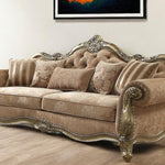 35inches X 93inches X 42inches Fabric Vintage Oak Upholstery Poly Resin Sofa w5 Pillows