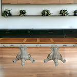 49inches X 120inches X 31inches Antique Pearl Cherry Oak Wood Poly-Resin Dining Table wDouble Pedestal