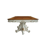 49inches X 120inches X 31inches Antique Pearl Cherry Oak Wood Poly-Resin Dining Table wDouble Pedestal