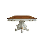 49inches X 120inches X 31inches Antique Pearl Cherry Oak Wood Poly-Resin Dining Table wDouble Pedestal