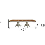 49inches X 120inches X 31inches Antique Pearl Cherry Oak Wood Poly-Resin Dining Table wDouble Pedestal