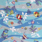 8'x10' Blue Hand Hooked Marine Life Indoor Area Rug