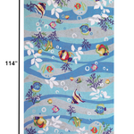8'x10' Blue Hand Hooked Marine Life Indoor Area Rug
