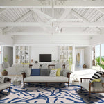 7' x 9'  Polyester Ivory or Blue Area Rug