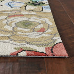 8'x10' Sand Beige Hand Hooked Oversized Floral Indoor Area Rug