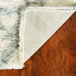 8' x 13'  Extra Soft Geometric Design Ivory and Blue Area Rug