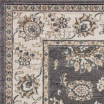 9inchesx12inches Grey Ivory Bordered Floral Indoor Area Rug