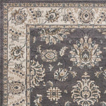 9inchesx12inches Grey Ivory Bordered Floral Indoor Area Rug