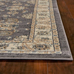 9inchesx12inches Grey Ivory Bordered Floral Indoor Area Rug